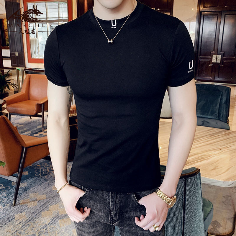 Summer Clothing Wholesale - 男性用のプレーンブラックTシャツ,肌に密着したストリートウェア,男性用のTシャツ,通常の男性用のTシャツ,クールなルーズフィット,卸売,グランジトップ