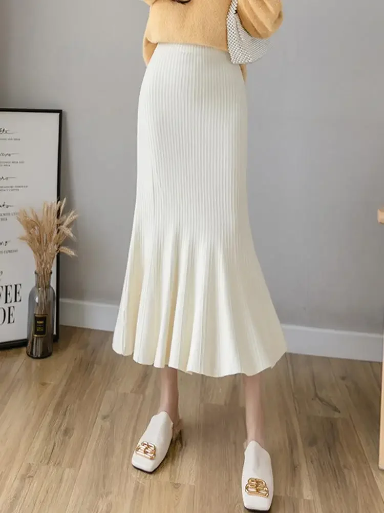 上品なハイウエストニットラップスカート、春のカジュアルファッ - Summer Clothing Wraps のレビューと価格