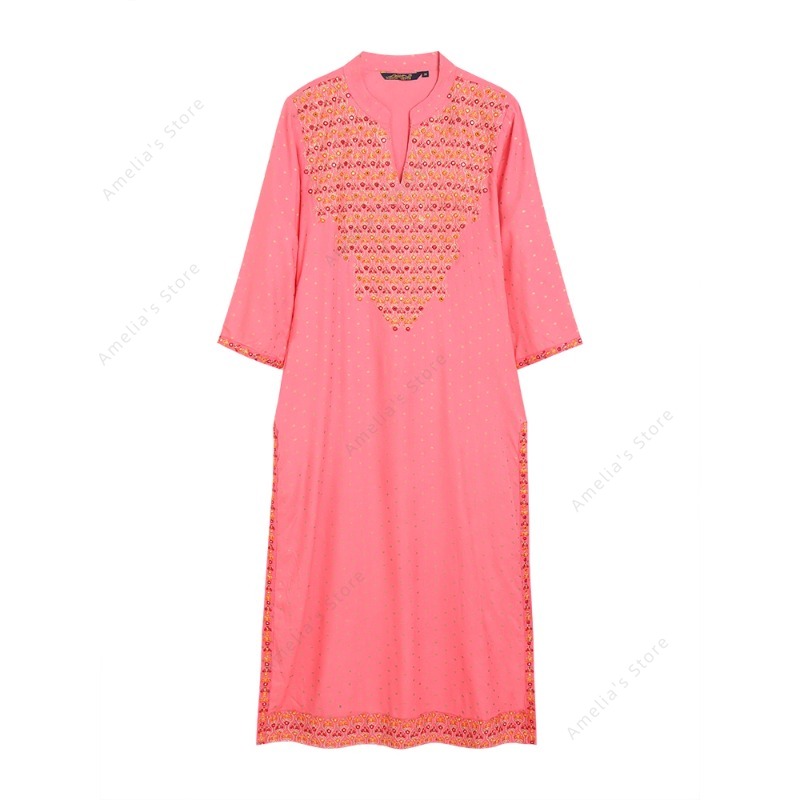 クルタ、女性用、インド風レーヨン素材のチュニック、ゴールドプ - Summer Clothing Pakistan のレビューと価格