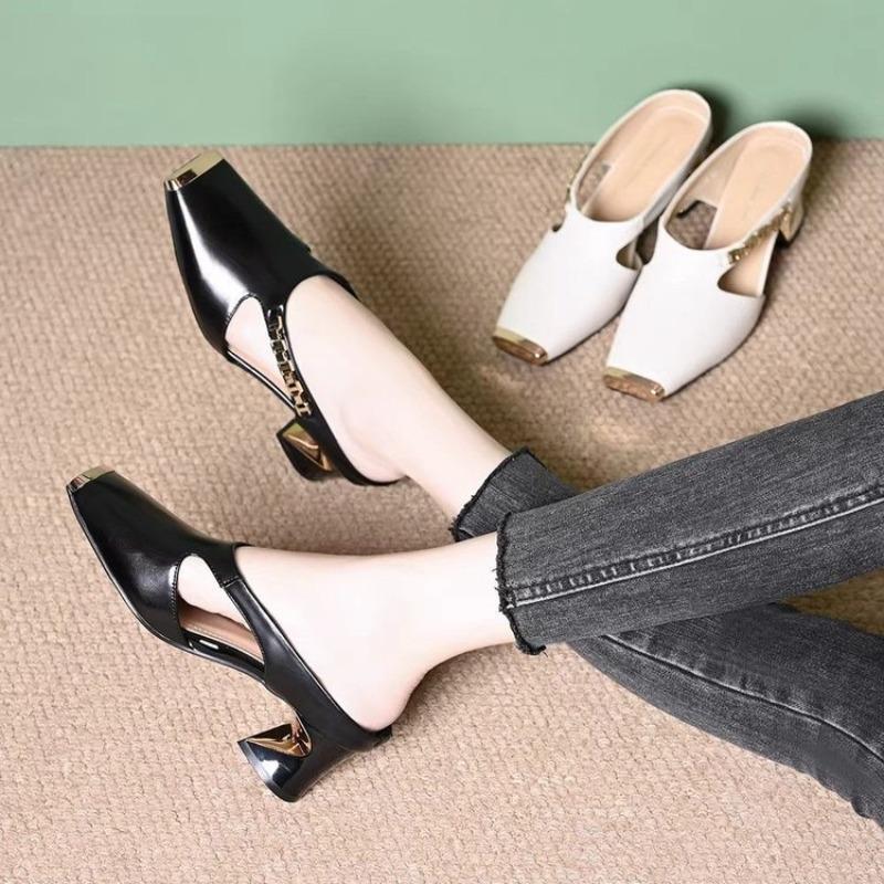 レディースハイヒールスリッパ、チャンキーヒールミュールシュー - Summer Clothing Stores のレビューと価格